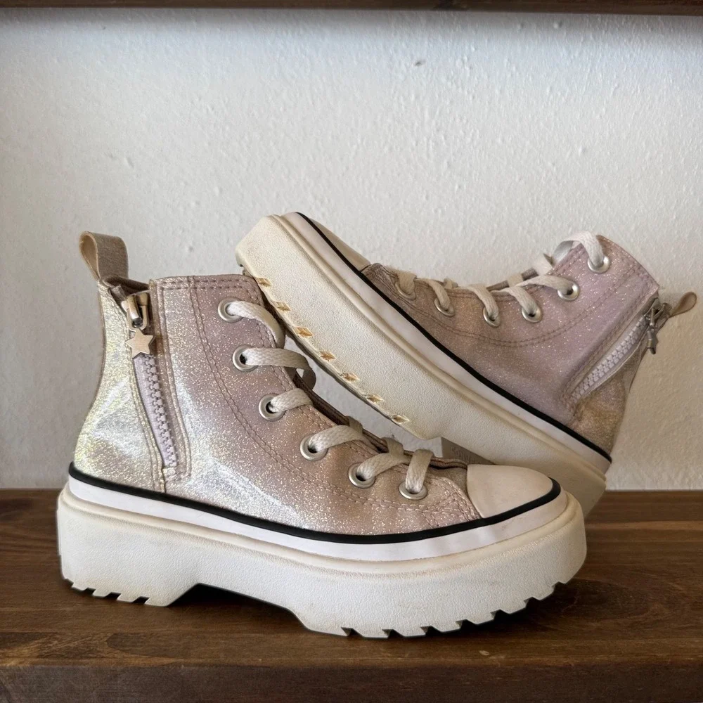 Converse Chuck Taylor All Star Lugged 2.0 Hi Top Glitter Youth US 1 Pink A03816C
